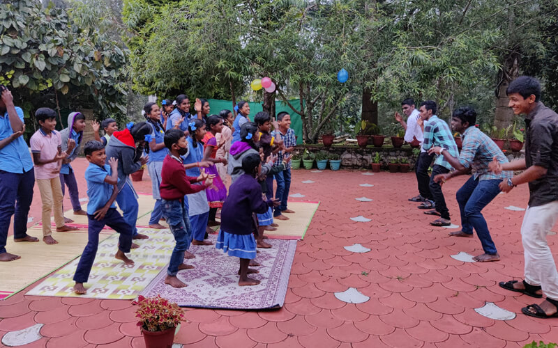 Retreat Brothers Entertaining the Children of Vasambadi Night School