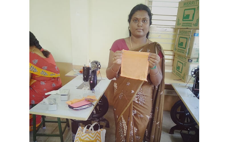 Hand Kerchief Stiched By The Trainee - Learnt To Stich In Sewing Maching