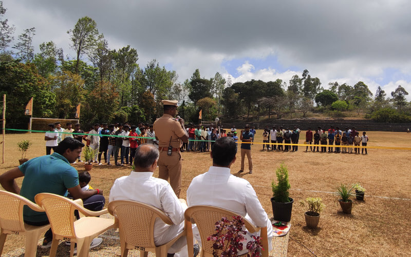 Mr. Sabapathy, Sub-Inspector, Yercaud Addressing The Gatherings