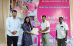 Ms Neha Felicitating Mr Thirupathi , Textile Mill Managar